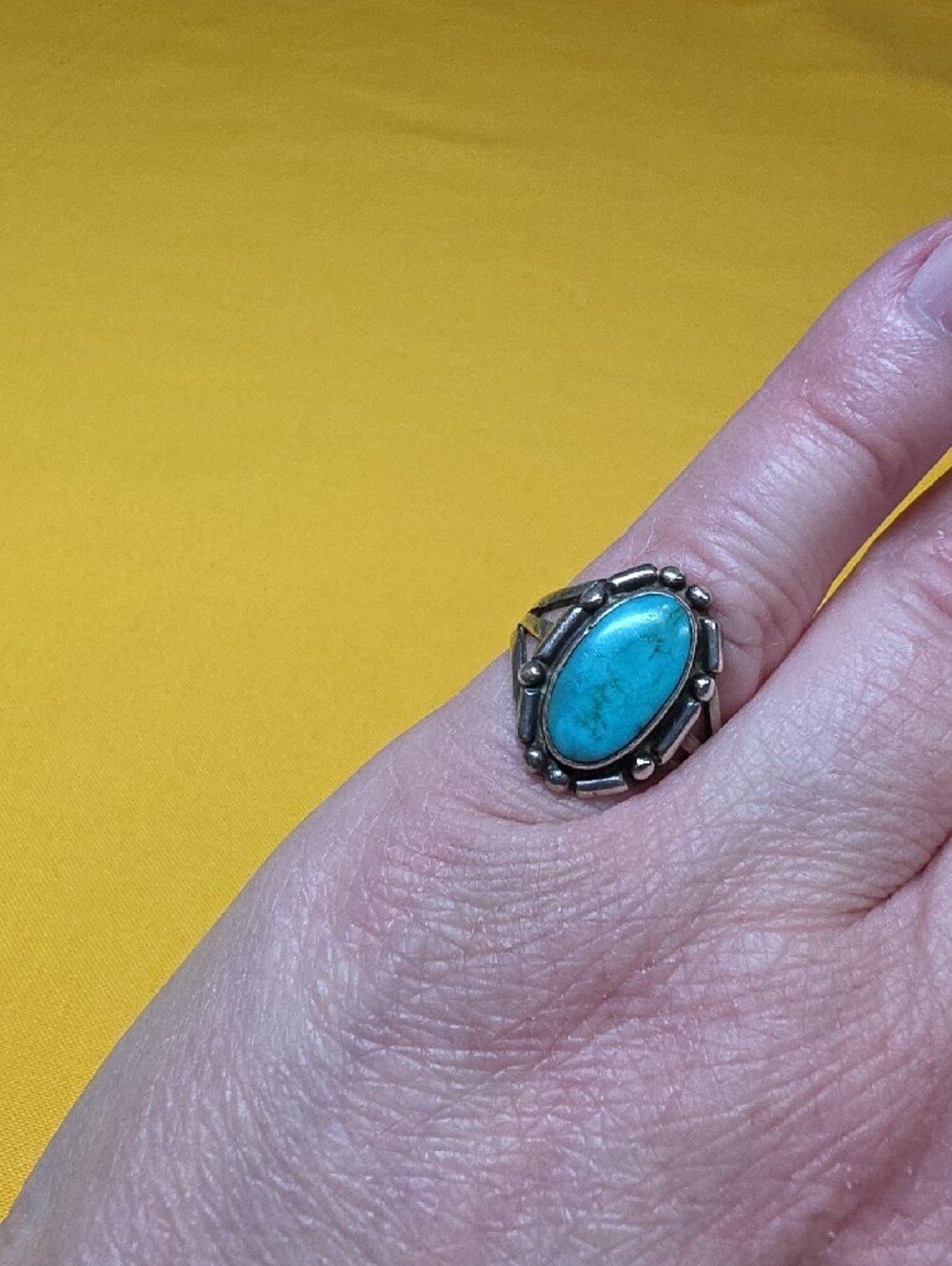 Vintage Sterling Silver Turquoise Ring Split Shank Sz 5.25 - 5.5 ▪︎ TW: 4.56 G